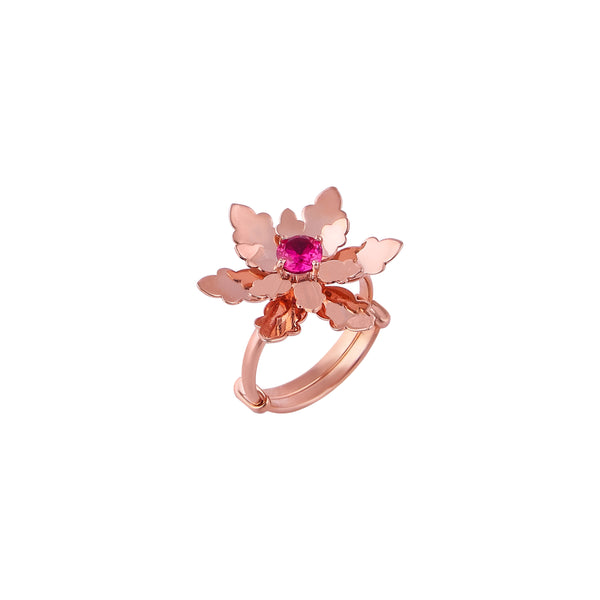 Floral Gemstone Rose Gold Ring for her