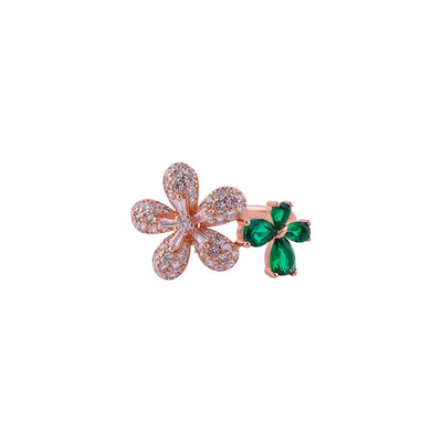 Floral and Butterfly Gemstone Rose Gold Ring for her