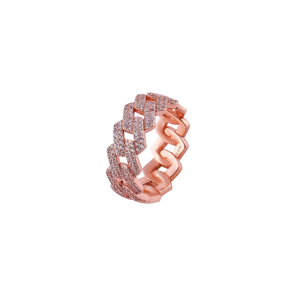 Pave Cuban Link Rose Gold Band for her
