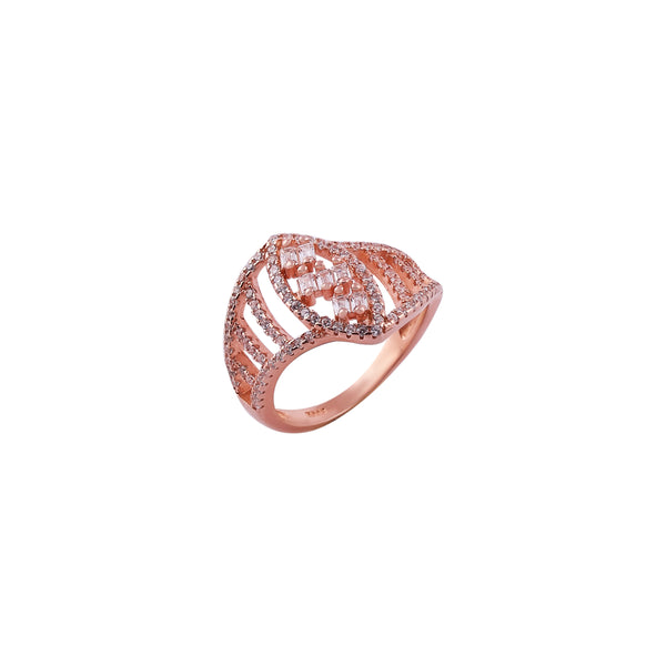 Modern Openwork and Pave Rose Gold Ring for her
