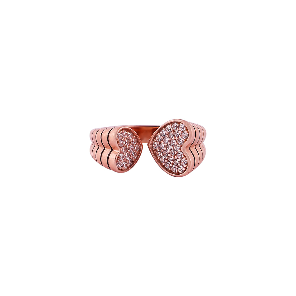Heart Pave Open Rose Gold Ring for her