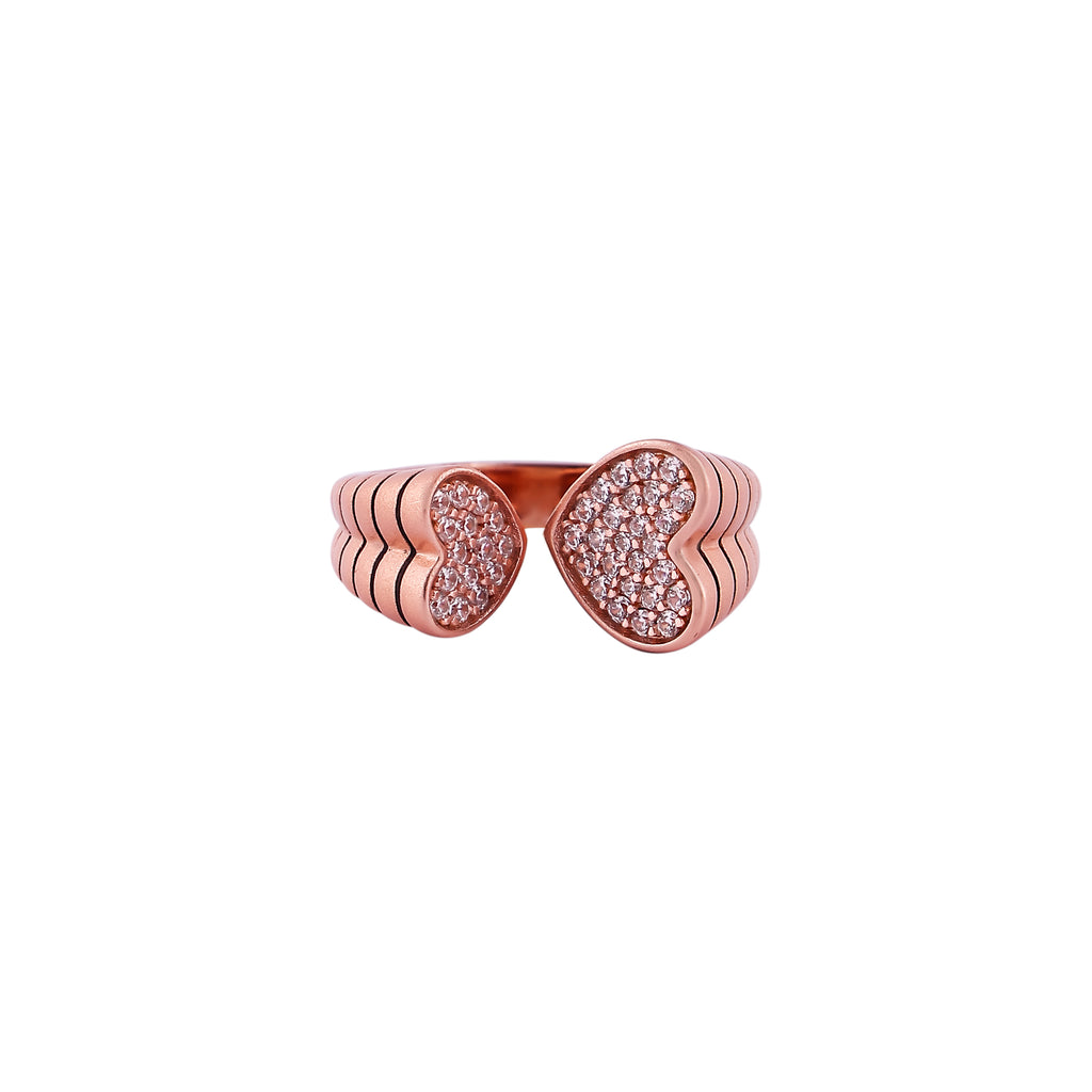Heart Pave Open Rose Gold Ring for her