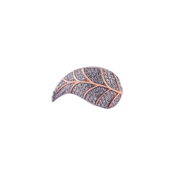 Pave Leaf Motif Two-Tone Adjustable Ring for her