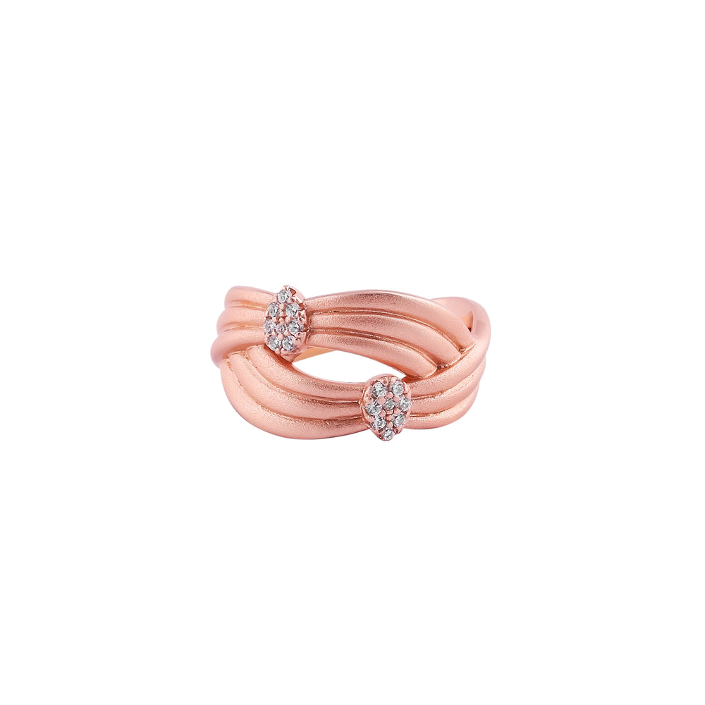 Braided Multi-Row CZ Rose Gold Ring for her