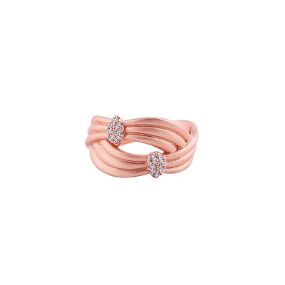 Braided Multi-Row CZ Rose Gold Ring for her