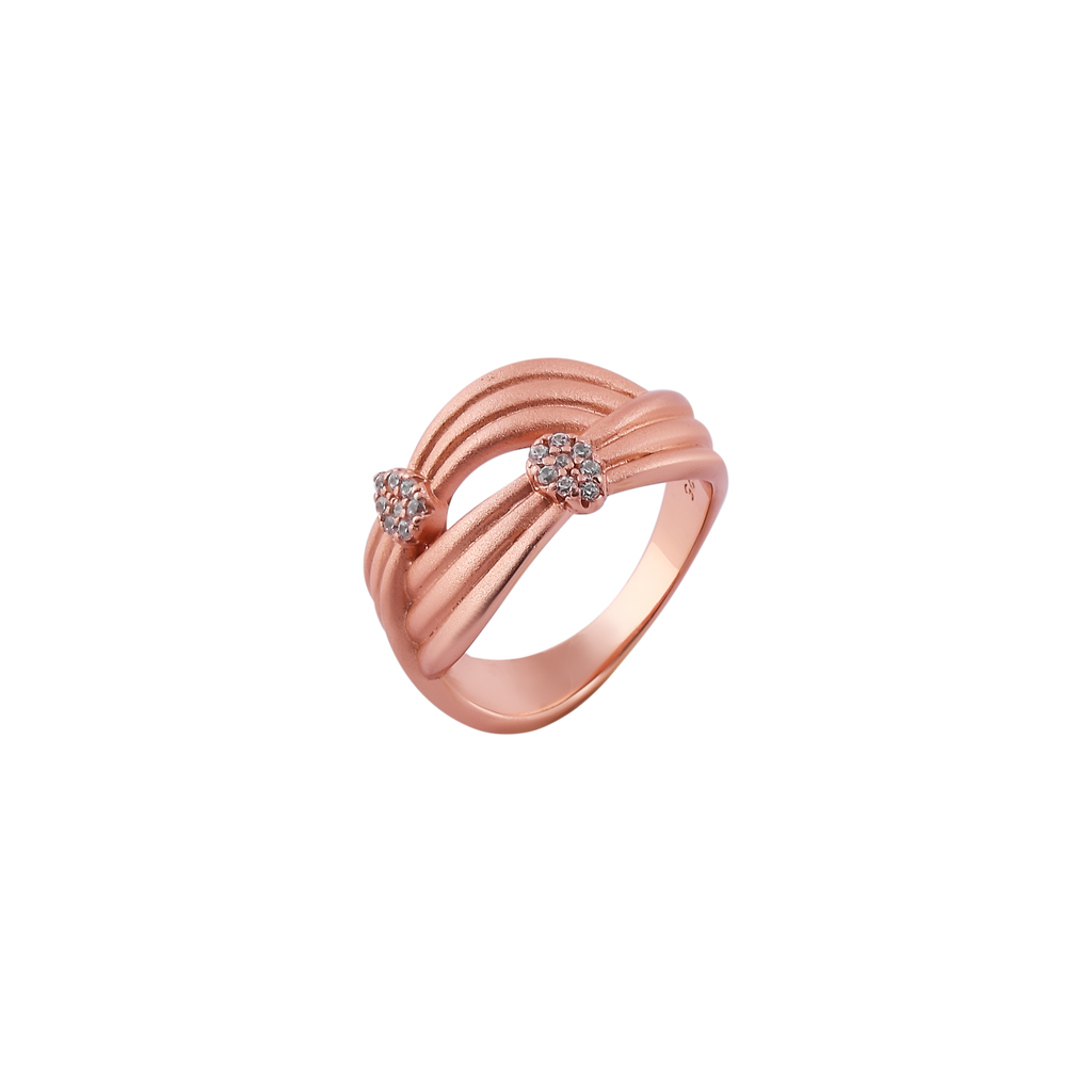 Braided Multi-Row CZ Rose Gold Ring for her
