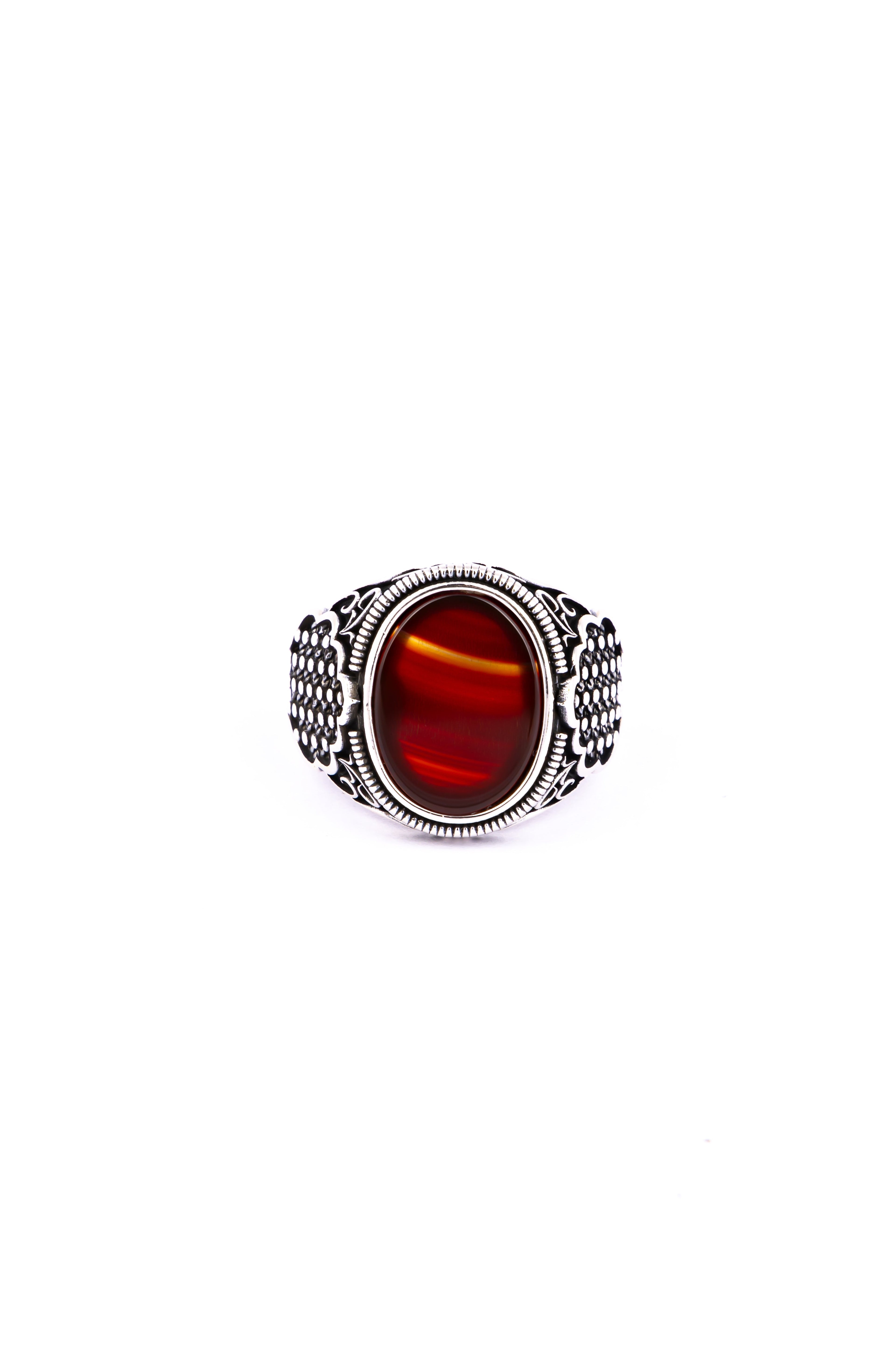 Red Cabochon Silver Ring - Flâneur Global® | FG | 925 Fine Silver Jewelry & Accessories