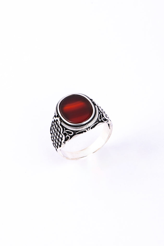 Red Cabochon Silver Ring