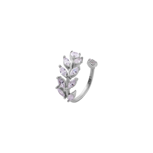 Marquise CZ Leaf Motif Silver Wrap Ring for her