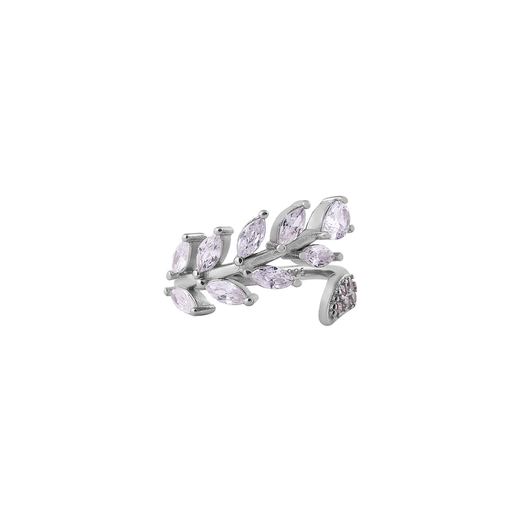 Marquise CZ Leaf Motif Silver Wrap Ring for her