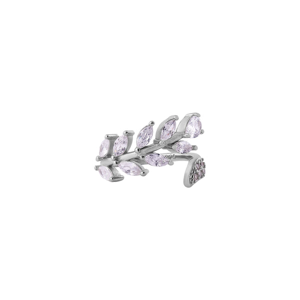 Marquise CZ Leaf Motif Silver Wrap Ring for her