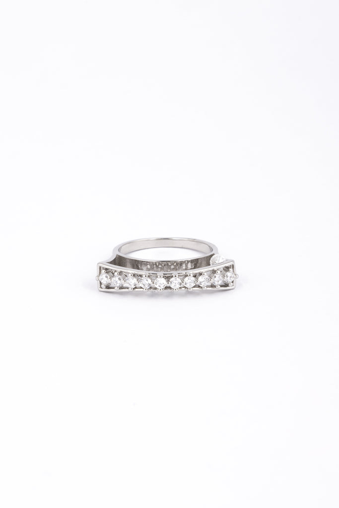 White Gold Curved Diamond Ring