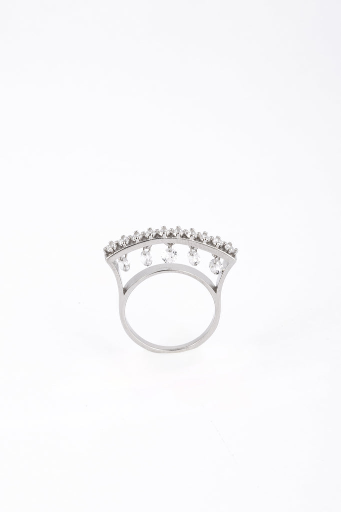 White Gold Curved Diamond Ring