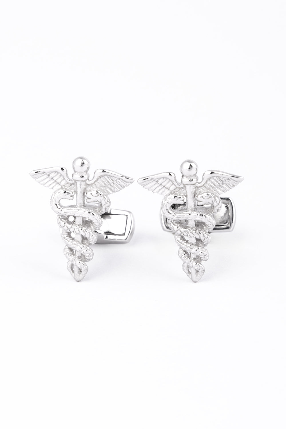 Silver Caduceus Men's Cufflinks