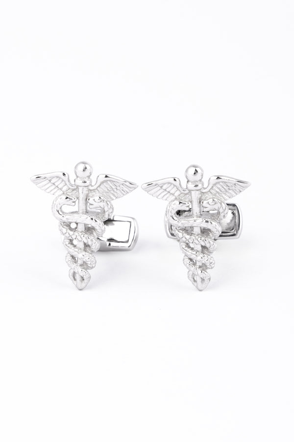 Silver Caduceus Cufflinks
