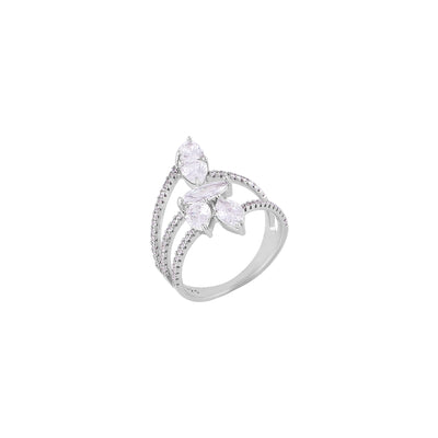 Marquise and Pear CZ Silver Bypass Ring for her