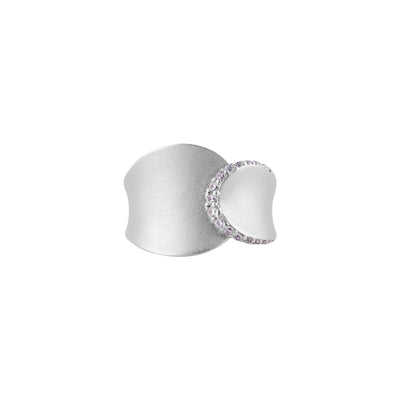 Modern Overlapping Pave Accent Silver Ring for her