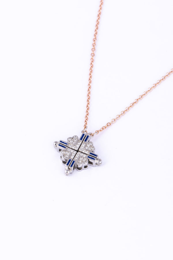 Elegant Heart and Sapphire Cross Pendant Necklace
