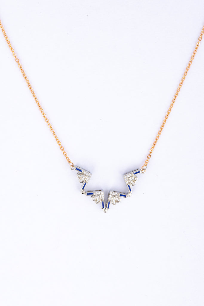 Elegant Heart and Sapphire Cross Pendant Necklace