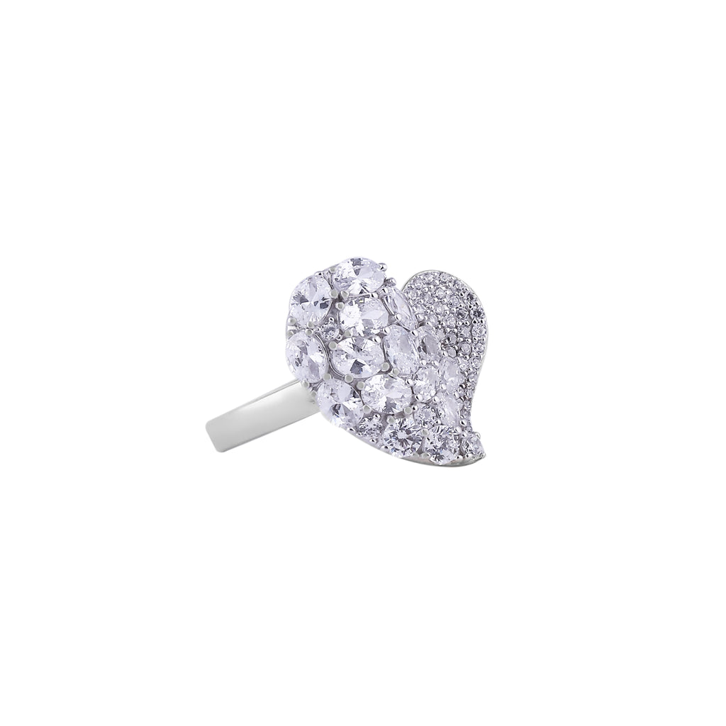 Pave Heart Silver Ring for her