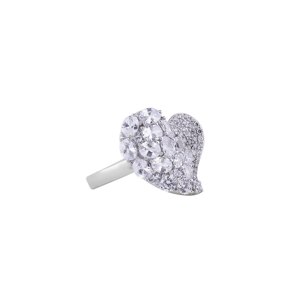 Pave Heart Silver Ring for her