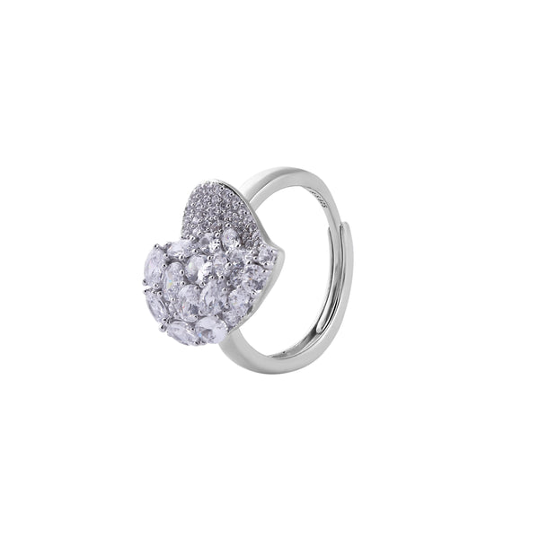 Pave Heart Silver Ring for her