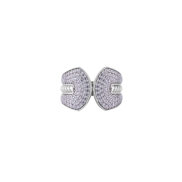 Double Pave Open Silver Ring for her