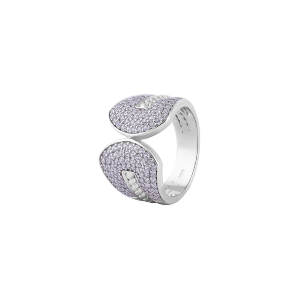 Double Pave Open Silver Ring for her