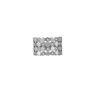 Honeycomb CZ Flexible Silver Ring for her