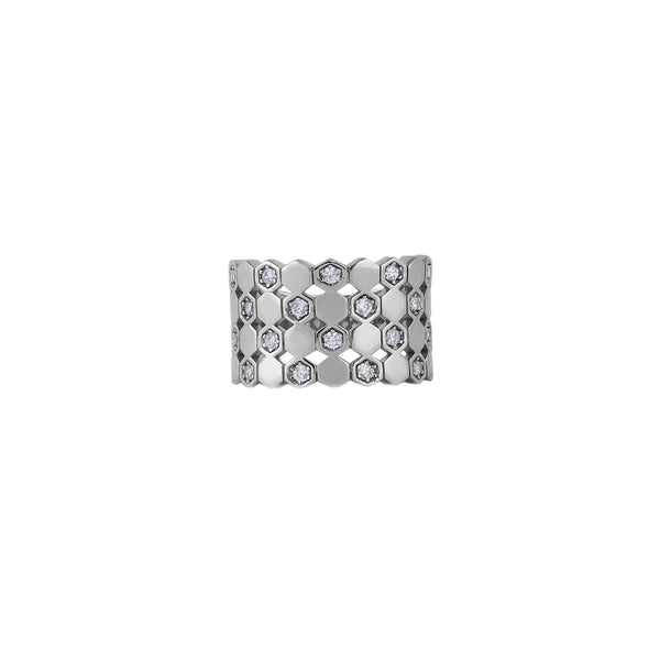 Honeycomb CZ Flexible Silver Ring for her