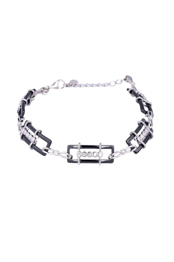 Black and Silver Gemstone Bracelet