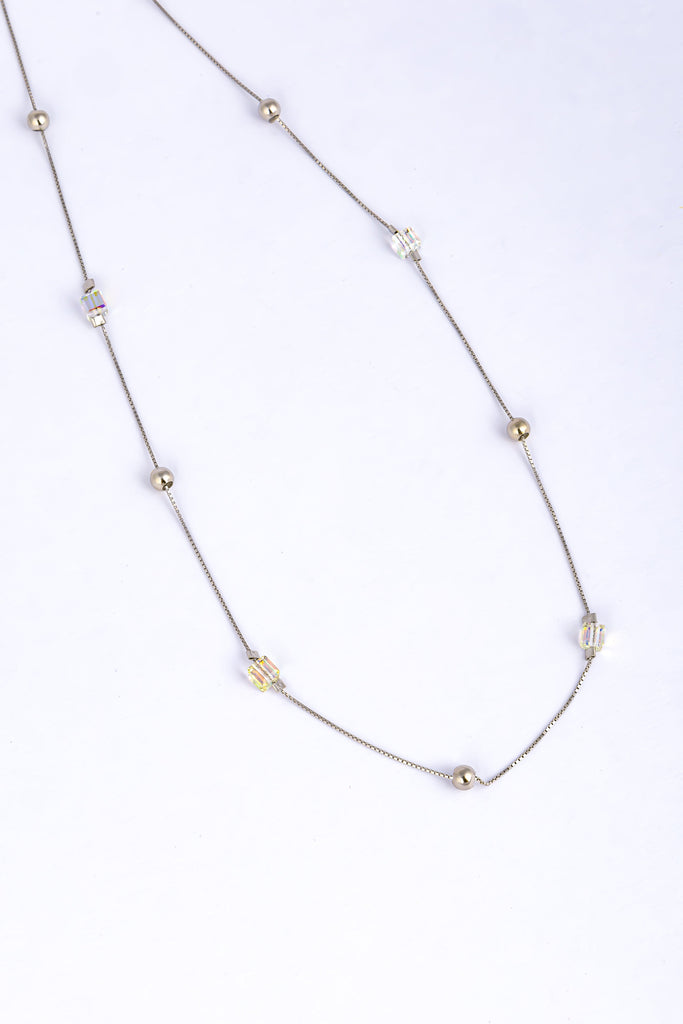 Iridescent Crystal Bead Necklace