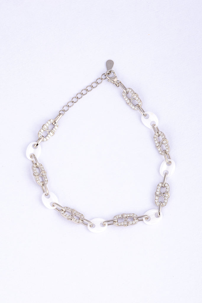 White Ceramic Diamond Bracelet