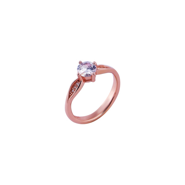 Solitaire Oval CZ with Pave Accents Rose Gold Ring for her