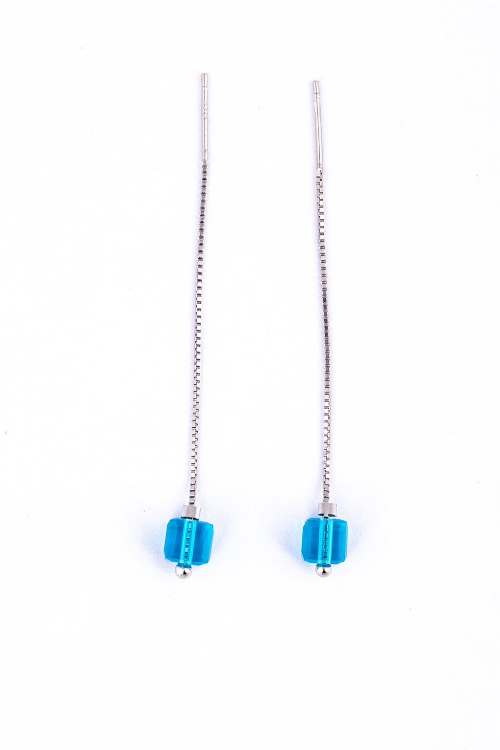 Blue Cubic Threader Earrings - Flâneur Global® | FG | 925 Fine Silver Jewelry & Accessories 