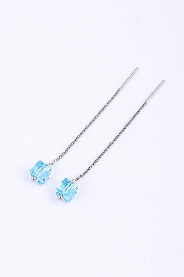 Sterling Silver Blue Bead Threader Earrings