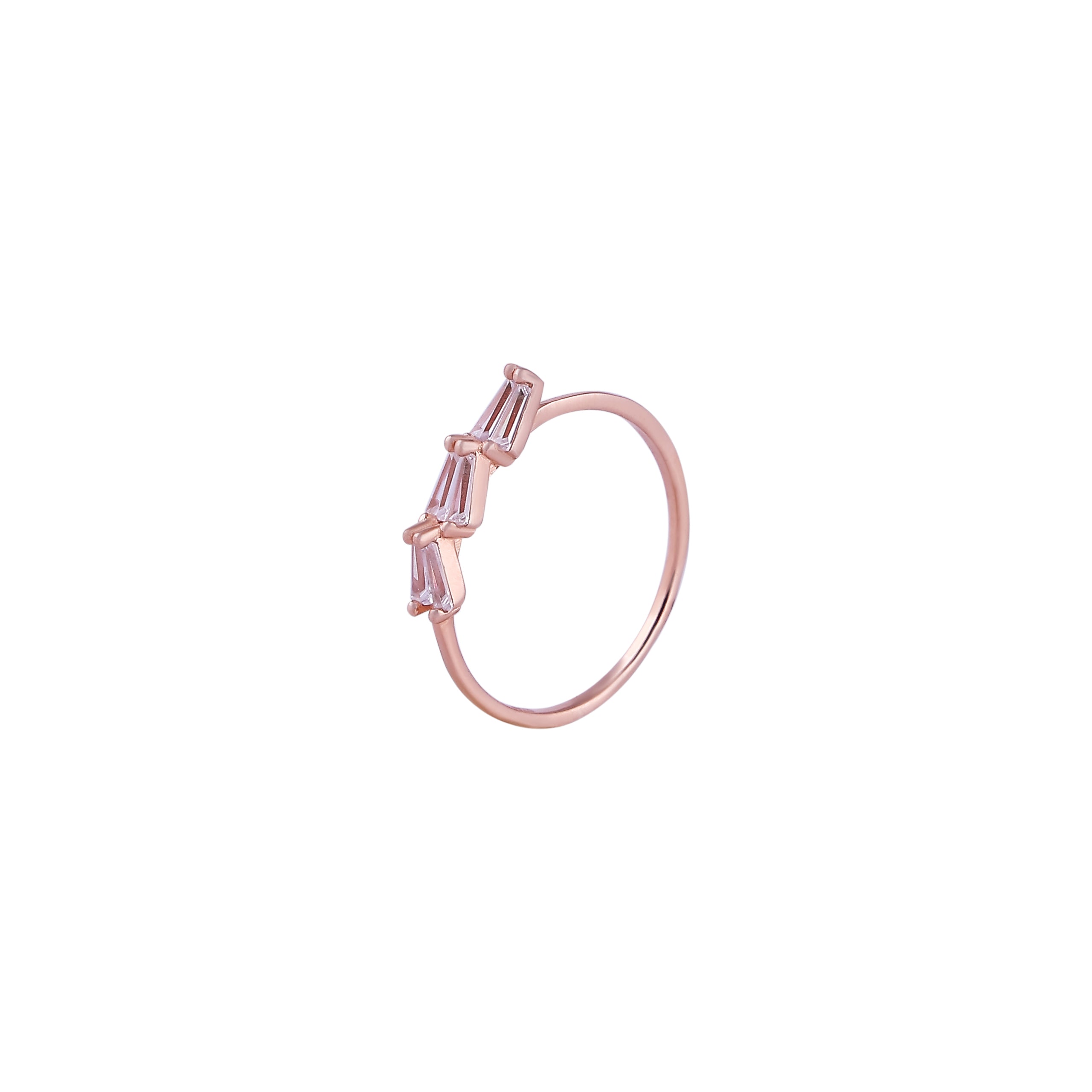 Minimalist Baguette CZ Rose Gold Open Ring for her