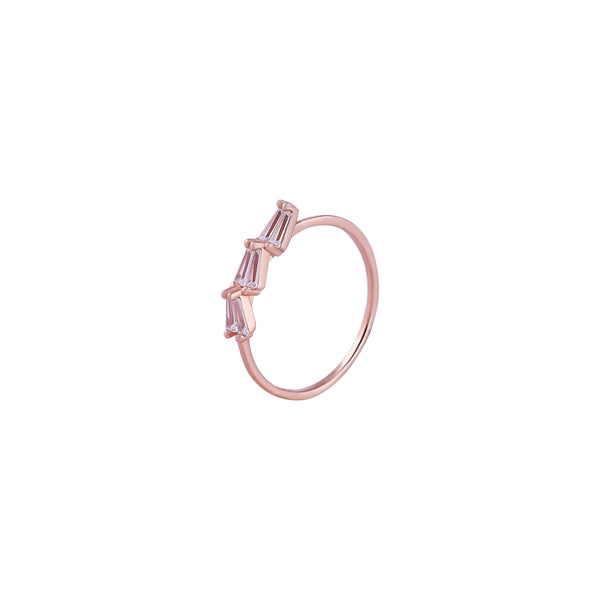 Minimalist Baguette CZ Rose Gold Open Ring for her