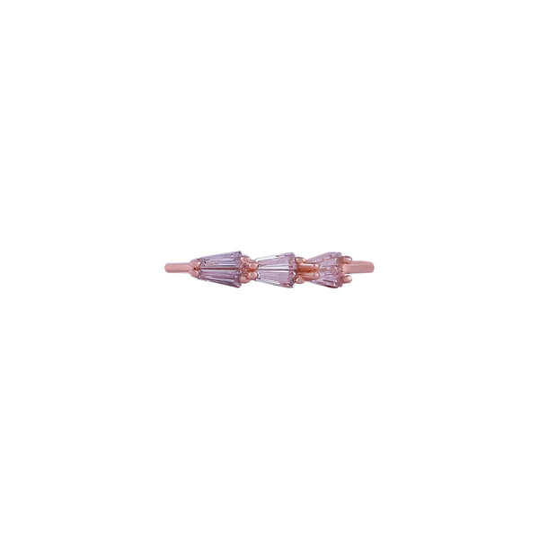 Minimalist Baguette CZ Rose Gold Open Ring for her