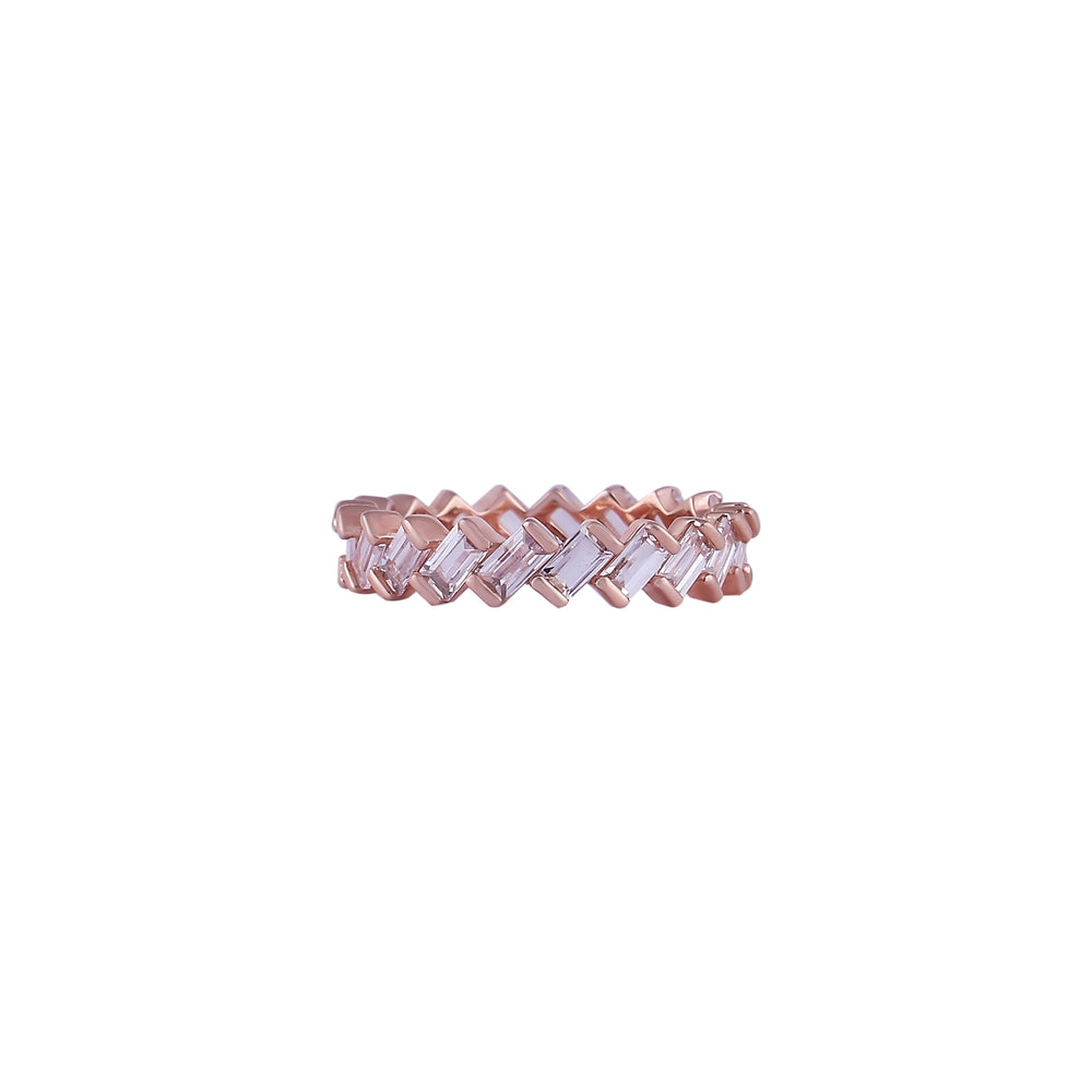 Intertwined Baguette CZ Rose Gold Band for her