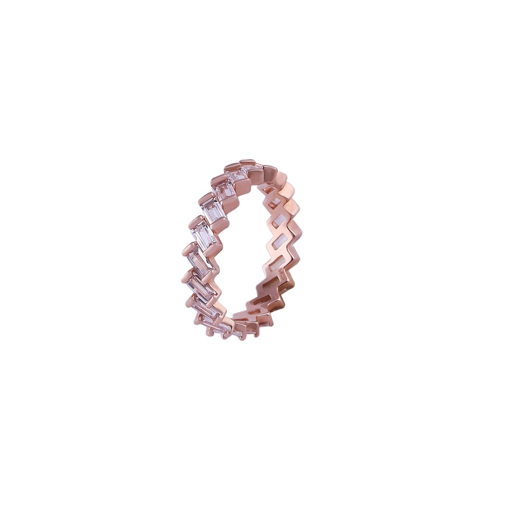 Intertwined Baguette CZ Rose Gold Band for her