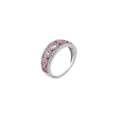 Five Stone Pink CZ and Pave Silver Band for her