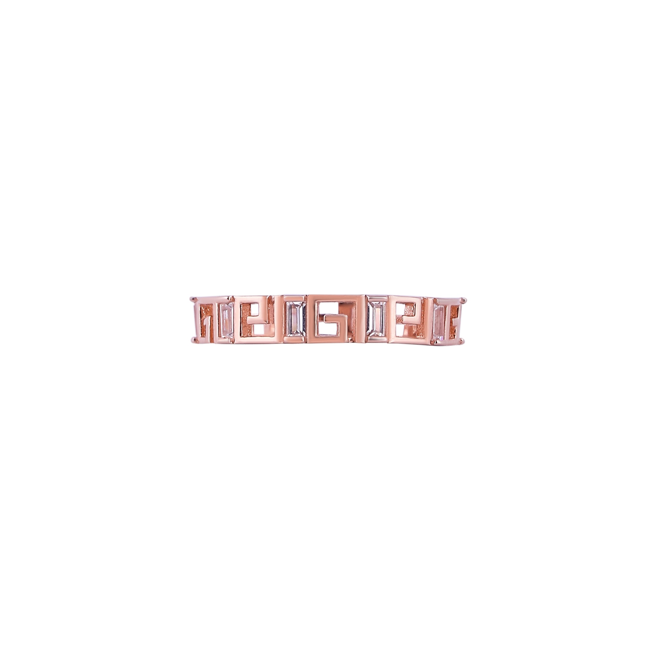 Geometric Baguette CZ Rose Gold Eternity Band for her man