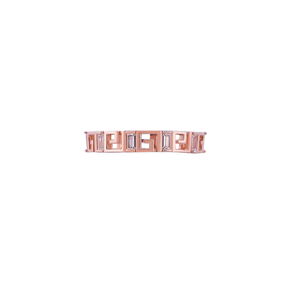 Geometric Baguette CZ Rose Gold Eternity Band for her man