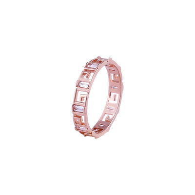 Geometric Baguette CZ Rose Gold Eternity Band for her man
