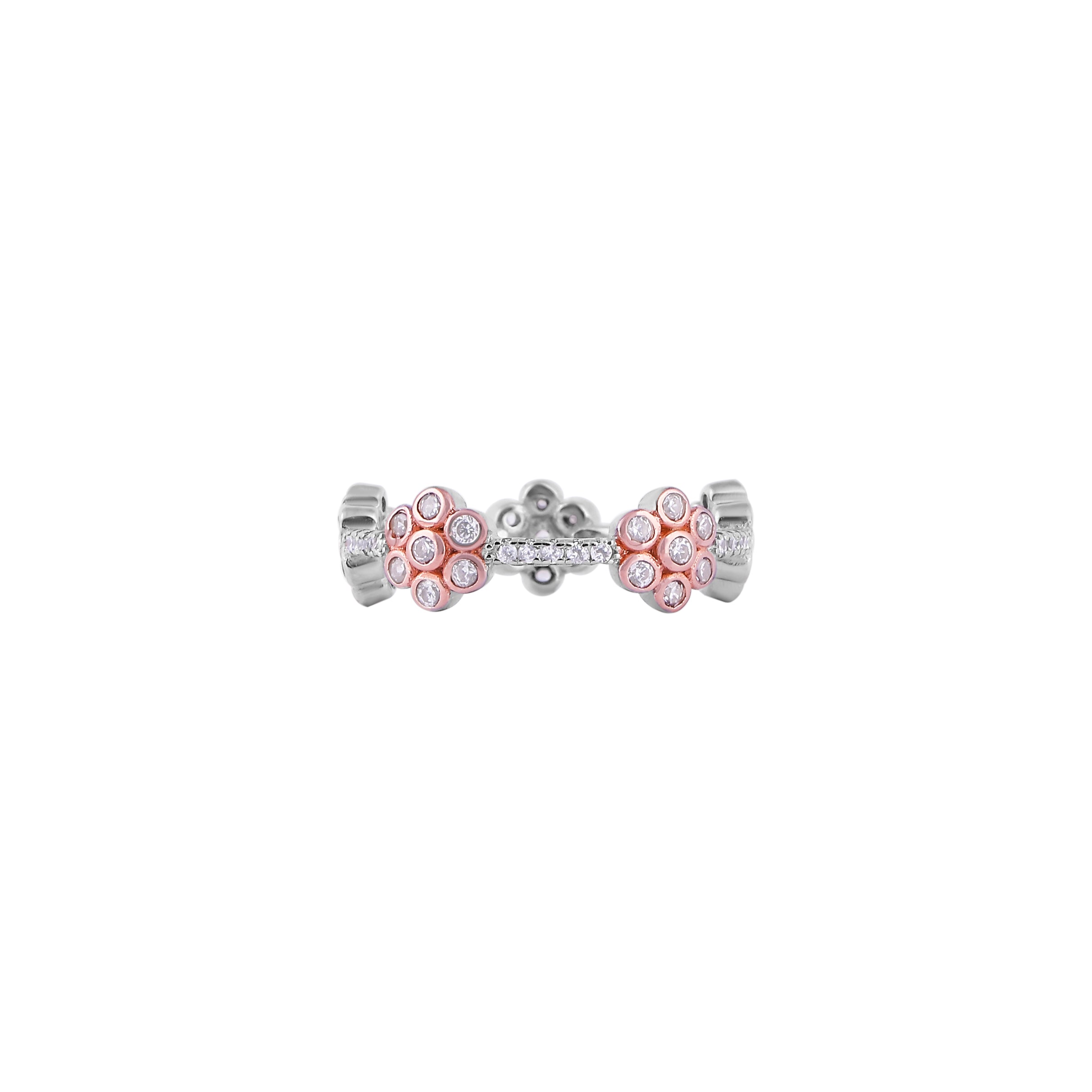 Floral Detail Two-Tone Silver Band for her