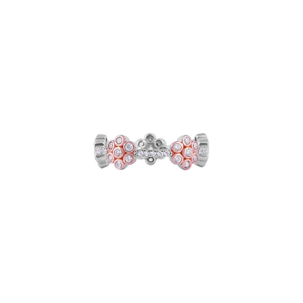 Floral Detail Two-Tone Silver Band for her