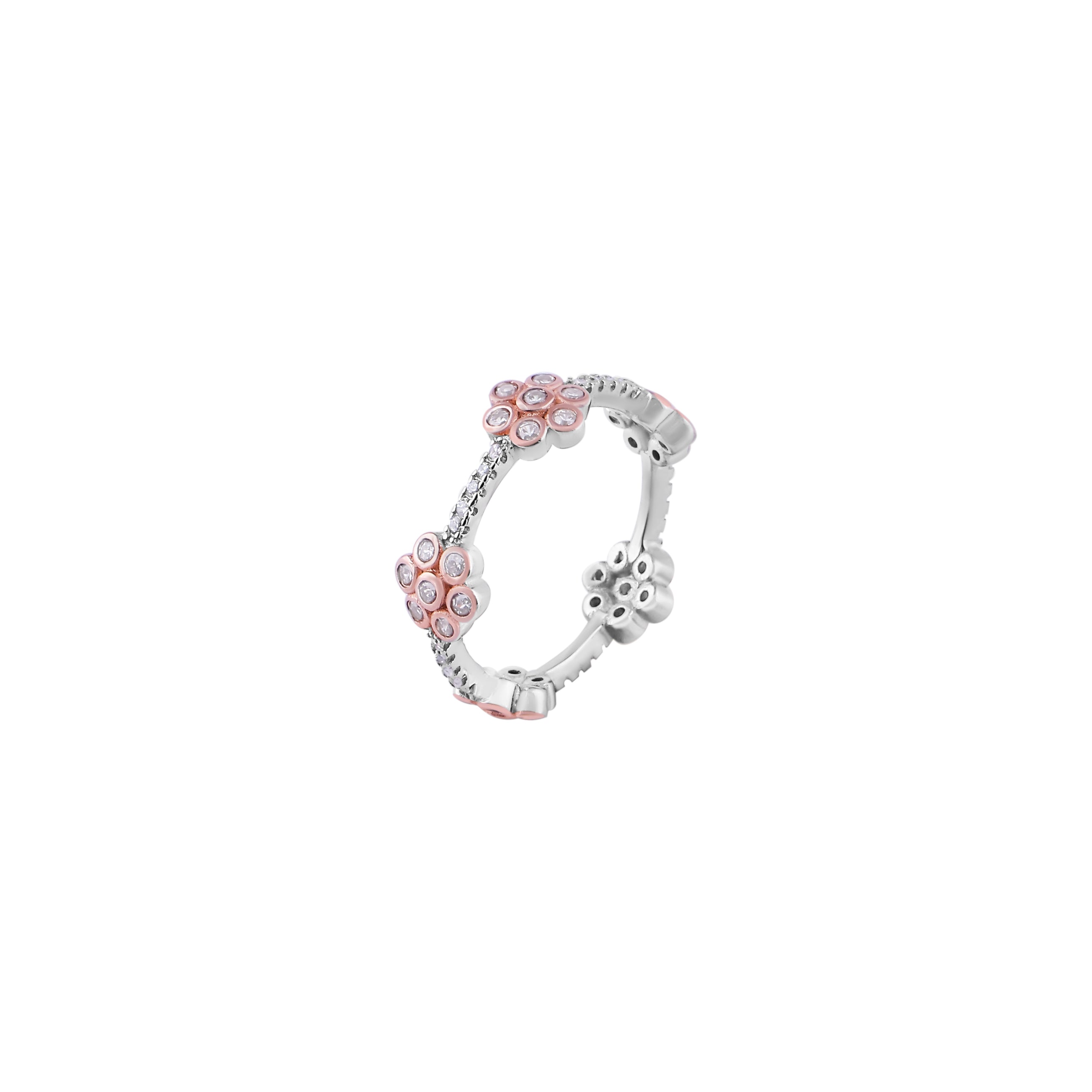 Floral Detail Two-Tone Silver Band for her
