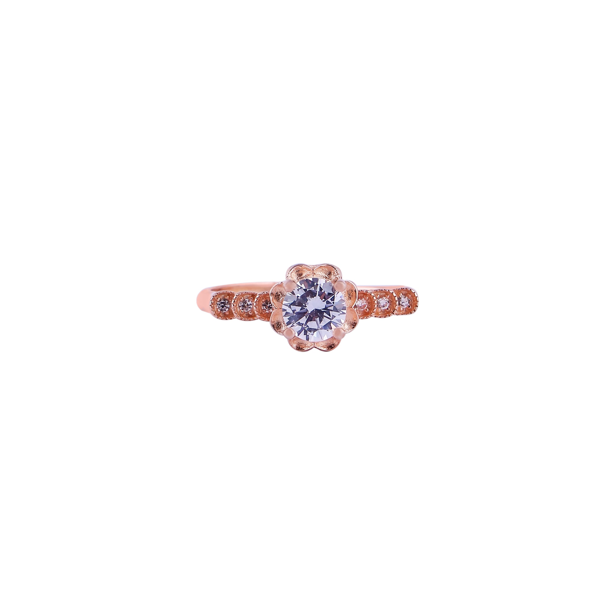 Floral Halo Rose Gold Ring for her