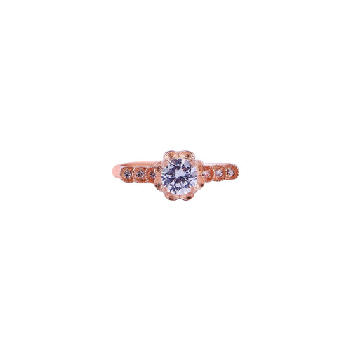 Floral Halo Rose Gold Ring for her